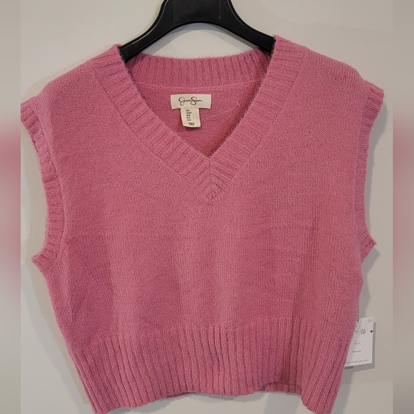 Jessica Simpson Vintage knit vest sweater Small size Pink Sleeveless - Picture 2 of 5